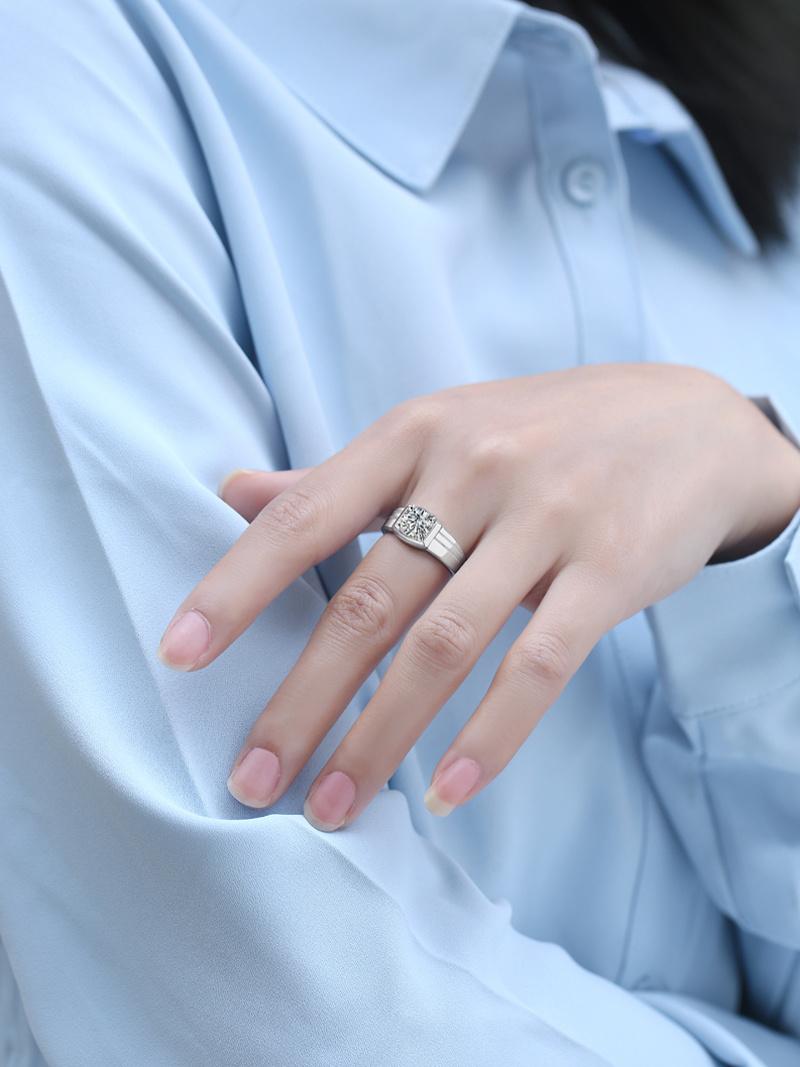 Men′s Wedding diamond ring Moissanite silver Fashion jewellry simple man ring