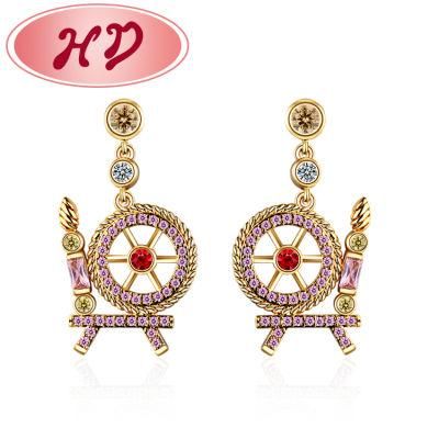 Cheap Birthday Gift Fashion Gold New Model Fancy CZ Stud Earring