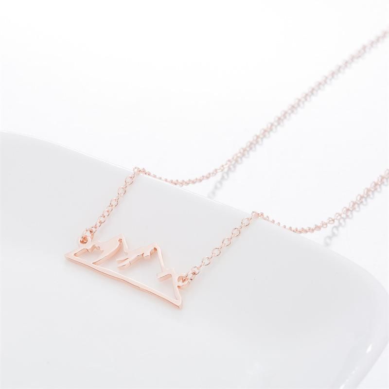 Hollow out Stainless Steel Snow Mountain Necklace