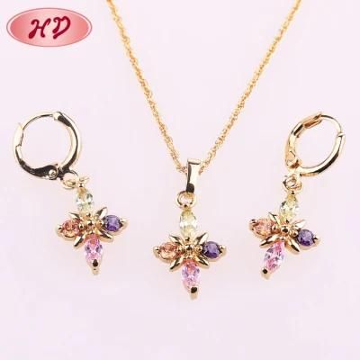 2020 New Cubic Zirconia 18K Gold Plated African Jewelry Set for Women