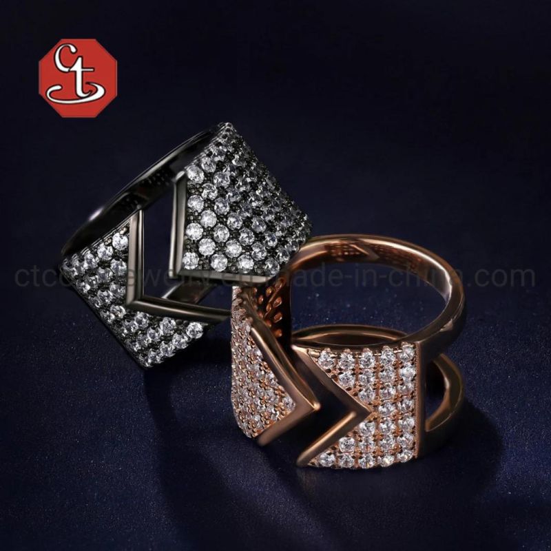 Arrow Cubic Zircon Silver Ring Open Rings