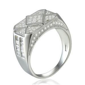 Brand Luxury 925 Silver Micro Pave CZ Men Ring Jewelry
