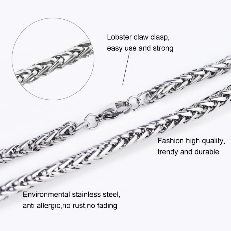 Popular Stainless Steel Necklace Jewelry Wheat Chain