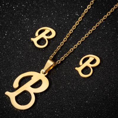 Manufacturer Custom Gold Fashion jewellery Set High Quality New Arrivals Waterproof Non Fade Gold Letter Jewelry Set