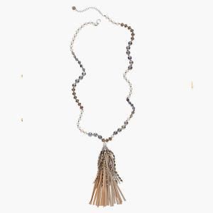 Silver Handmade Leather Long Tassels Necklaces Multi Layer Design Statement Necklaces &amp; Pendants