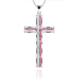 Fashion Costume 925 Silver Paved CZ Cross Pendant Jewelry Accessories