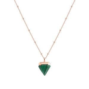 Fashion Women Necklace Malachite Single Gemstone Pendant Jewelry