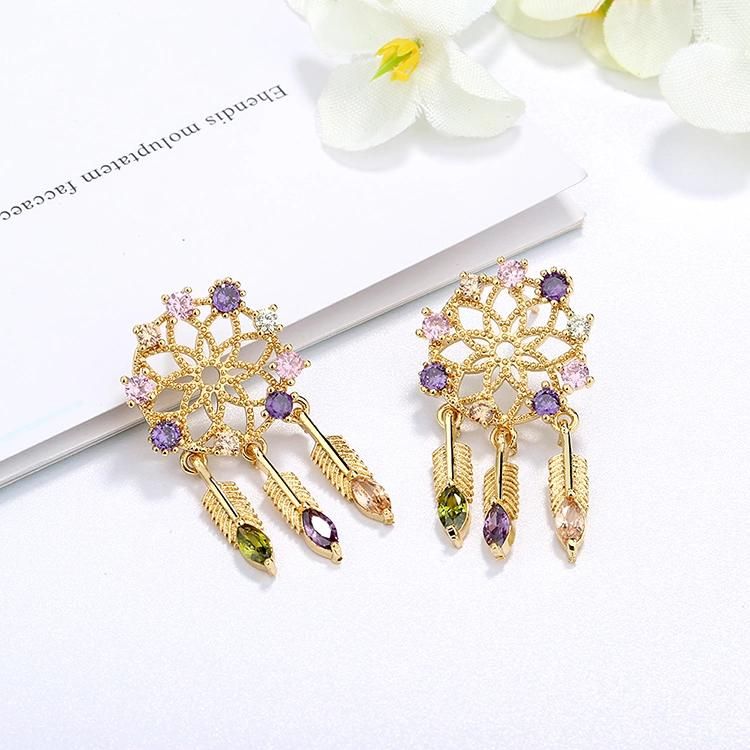 Arabic Fashion Fake 18K Rose Gold Plated CZ Stud Earring New Model 2020 Designs Stud Earrings for Women
