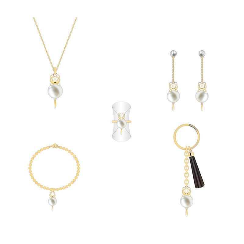 Colorful Custom Yellow Pearl High Quality Tiger Shape Jewelry Set