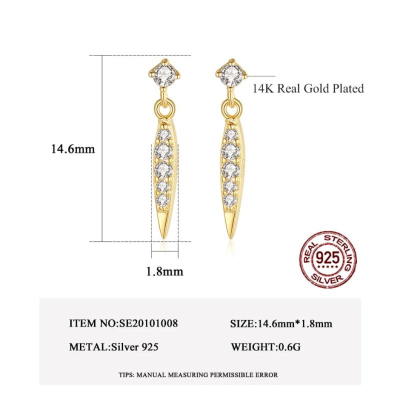 14K Gold Plated CZ Earrings with Pearl Crystal for Women
