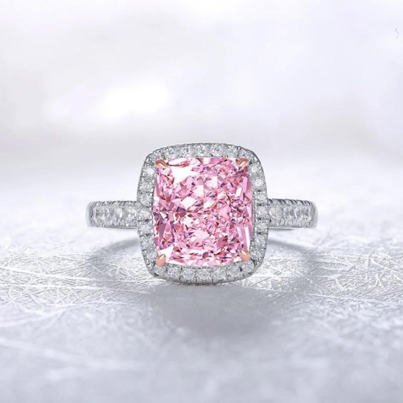 Fashion Jewelry 3.0CT Cushion Simulated Color Diamond Couple Wedding Engagement Rings Jewelry Women in 925 Sterling Silver