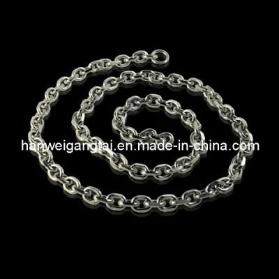 Shiny Stainless Steel Circle Bracelet &amp; Necklace, 5.5*7.2mm Cable Chain