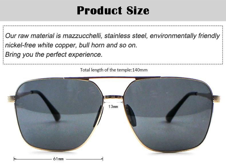 Fashion Flat Top Metal Frame Wholesale Polarized Men Sunglasses