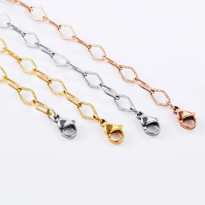 Fashion Jewelry 18K Gold Plated 3: 1 Embossed Chain Necklace PVD Plated Jewelries