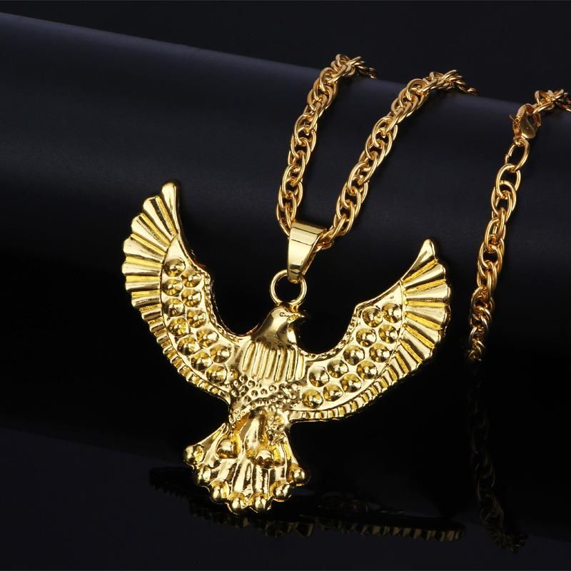 Fashion Hiphop 18K Gold Plated Eagle Wings Spread Boutique Necklace
