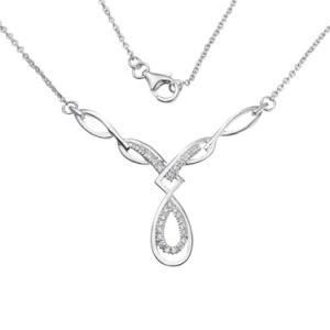 Sterling Silver Open Heart and Arrow Cubic Zirconia Tear Necklace