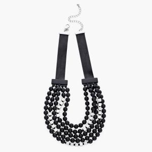 Hot Fashion Women Black Beads Necklace Multilayer Rope Statement Jewelry Long Necklace for Women