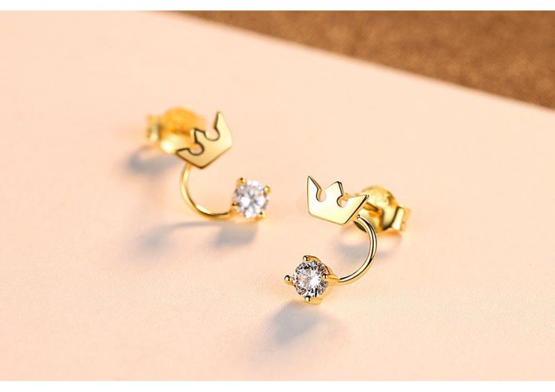 Geometry Jewelry Rhinestone Alloy Golden Vintage Earring Studs for Lady