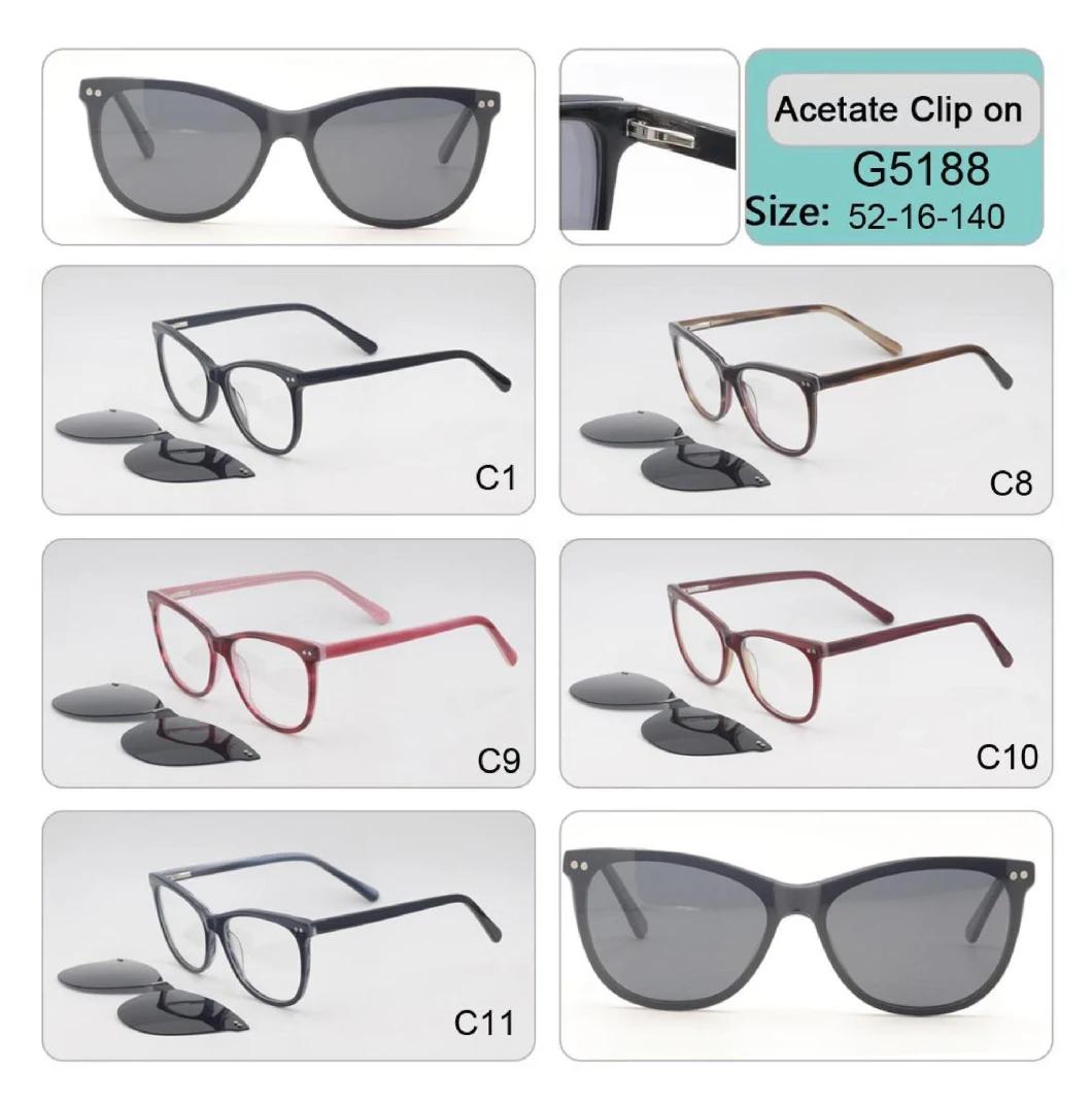 High Quality Clip on Acetate Optical Frame Eyeglasses Sunglass Sun Glass