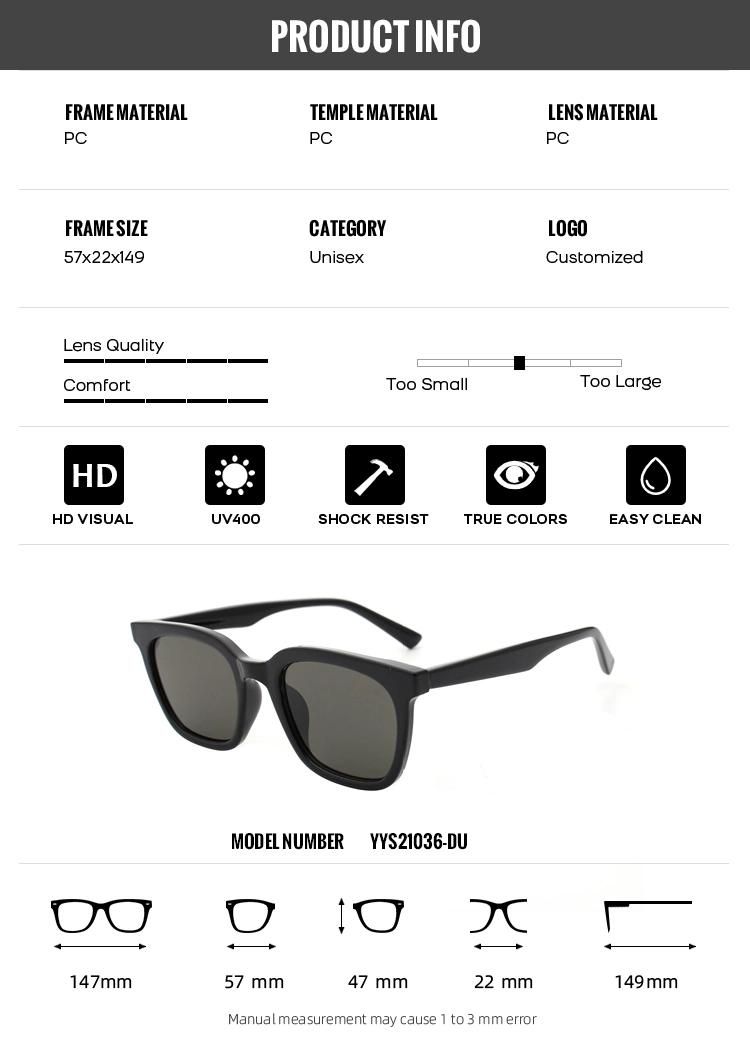 2022 Lady′s Fashion Nylon Lens Fashion Sunglasses Unisex Night Vision Glasses for Driving