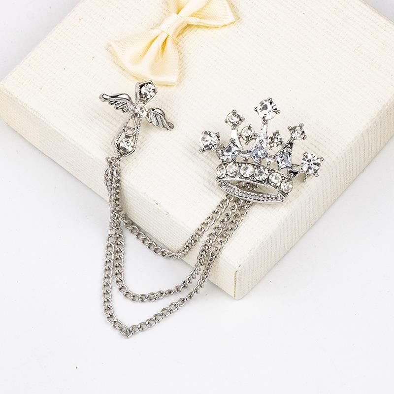 Latest Design Best Quality British Wings Men′s Chain Pin Brooch Suit Accessories Brooch