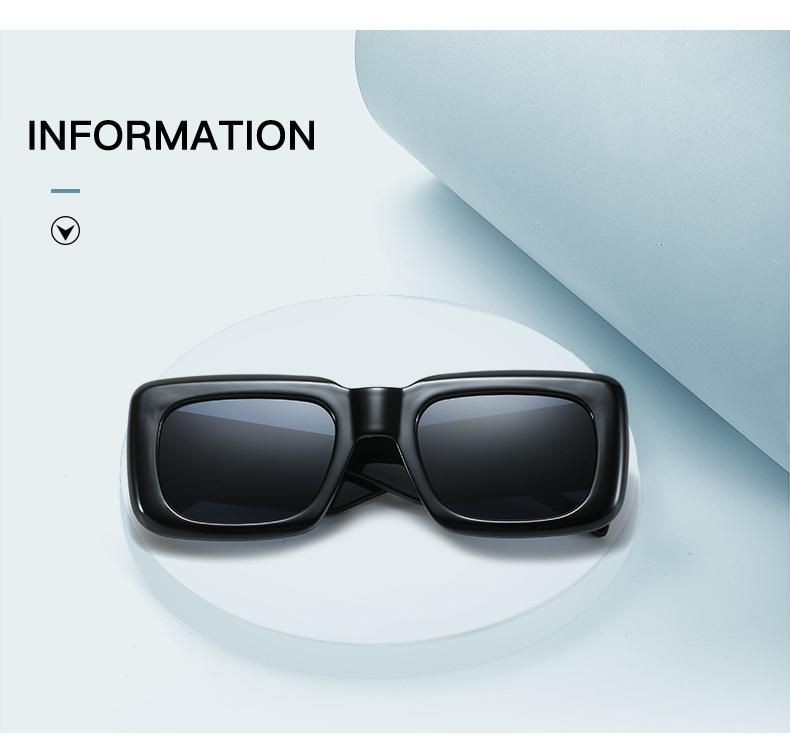 Hot Selling Sunglasses European and American Trend Square Sunglasses Women Retro Bright Black Simple Sunglasses
