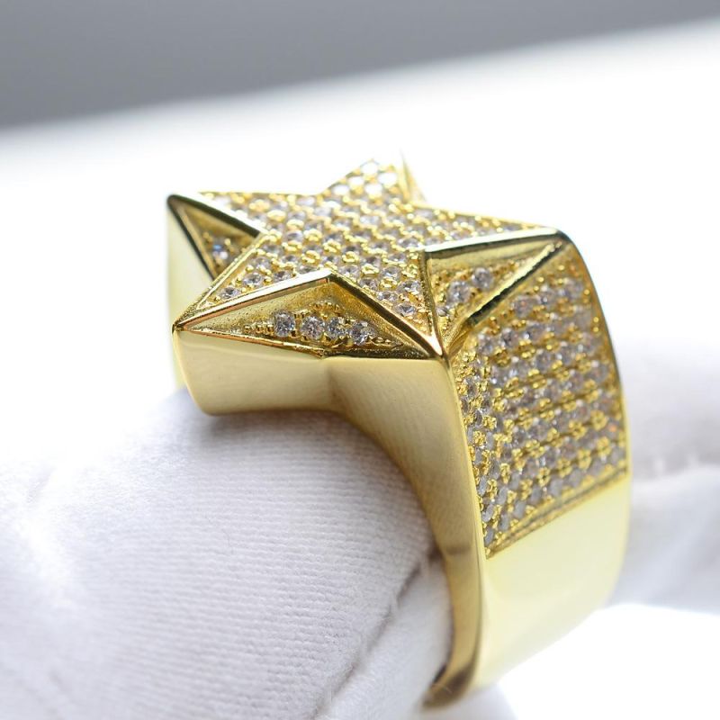 New Arrival Products 3D Star Design 14K Gold Plating Men′ S Ring