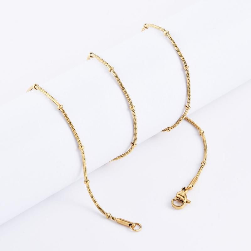 The Eternal Classic 18K Gold Plated Jewelry Necklace Snake Chain with Beads for Bracelet Necklace Anklet Design