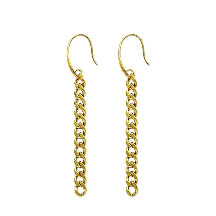 Fashion Wholesale Jewelry Earrings Bulkbuy Gold Plated Figaro Chain Earring with Stone for Lady Elegant Jewelry Gift