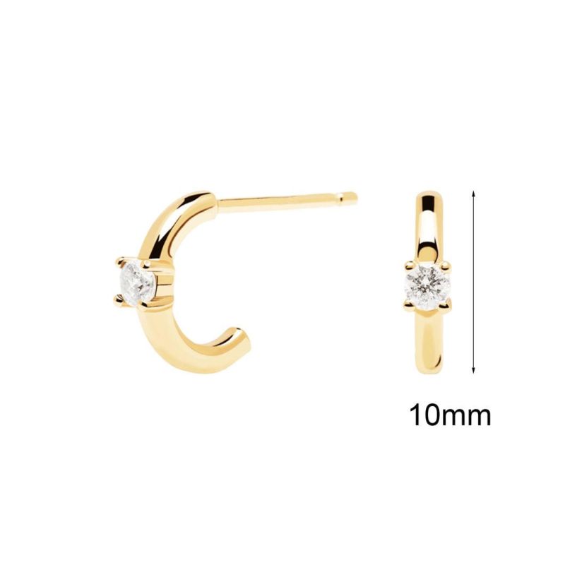 Fashion Simple Design Customization Jewelry S925 Sterling Silver 18K Gold Plated Huggies Mini Cubic Zirconia Hoop Stud Earrings for Women