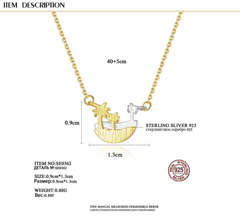 Single Layer Chains Beach and Forrest Silver Pendant Necklace