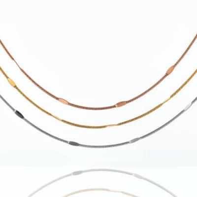 Fashion Jewellery 18K 14 K Gold Plated Stainless Steel Round Snake Chain Embossed Necklace Jewelry