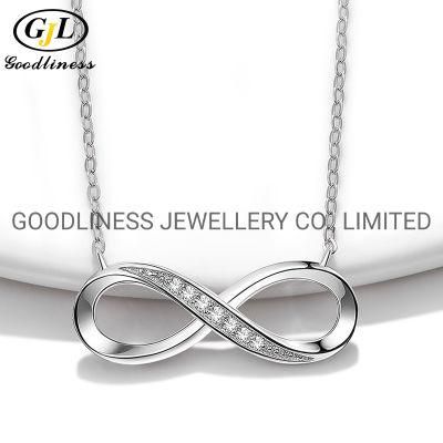 925 Sterling Silver Jewelry Women CZ Ifinity Pendant Necklace