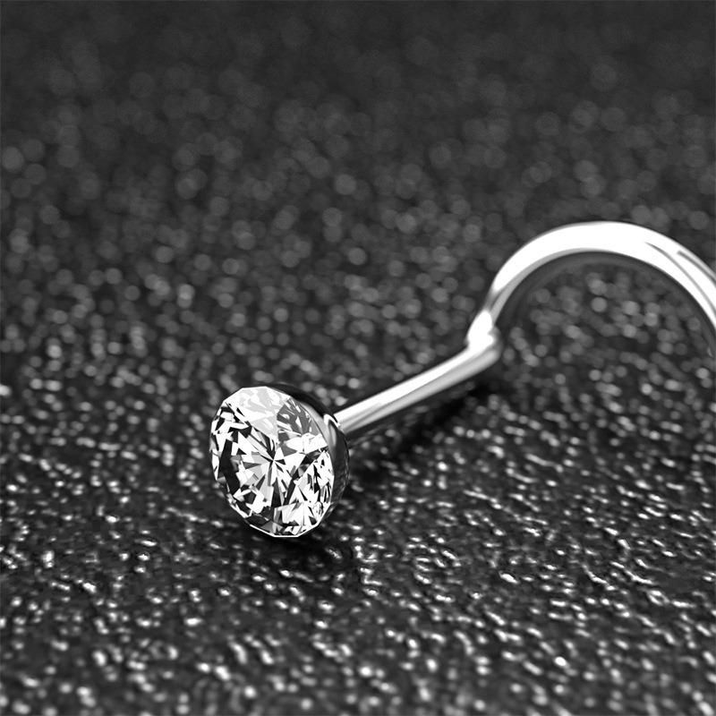 20g 2mm 2.5mm 3mm Round Diamond CZ Nose Screw Studs Rings Piercing Jewelry