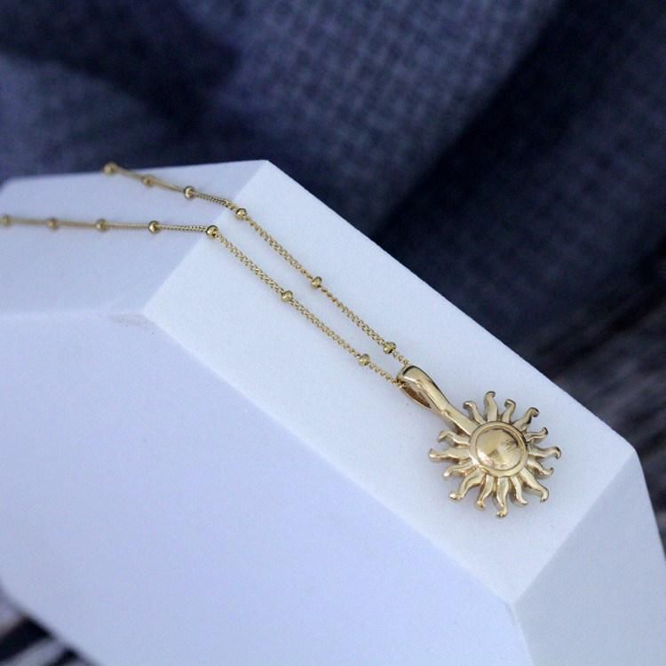 316L Surgical Stainless Steel Sun Flower Energy Necklace for Women Pendant Necklaces Fashion Jewelry