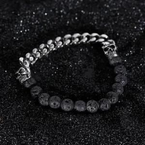 Fashion Design Jewelry Volcanic Rock Skull Stainless Steel Chain &#160; Men&prime;s Bracelet