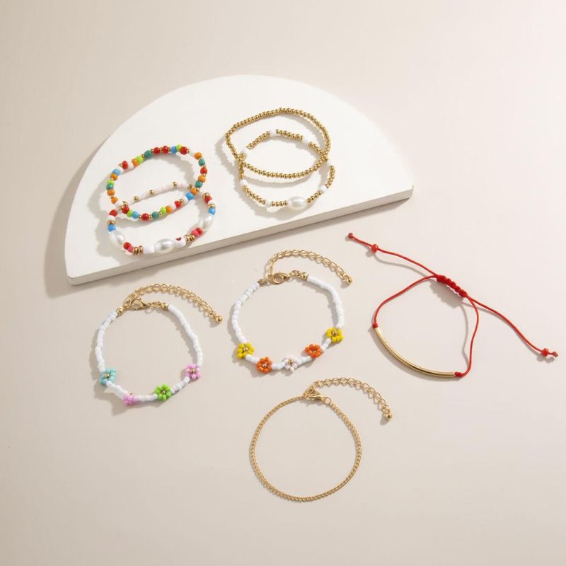 Wholesale Fashion Jewelry Bohamian Colorful Simple Bead Bracelets Set