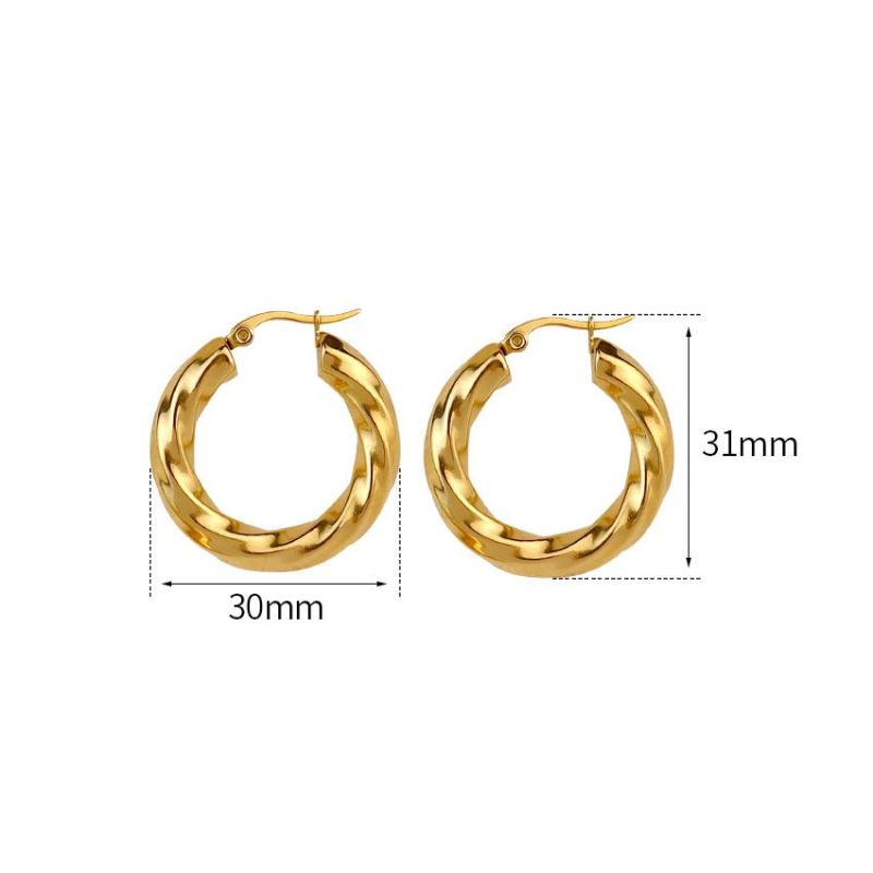 Chic Twisted 30mm Hoop Earrings Stainless Steel Jewelry Gift for Mom