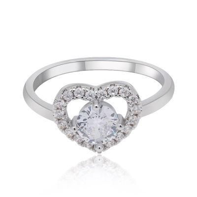 Engagement Zircon White Gold Dainty Heart Shaped Wedding Ring
