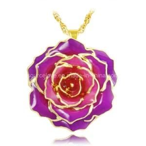 Fashion Jewelry -24k Gold Rose Necklace (XL049)