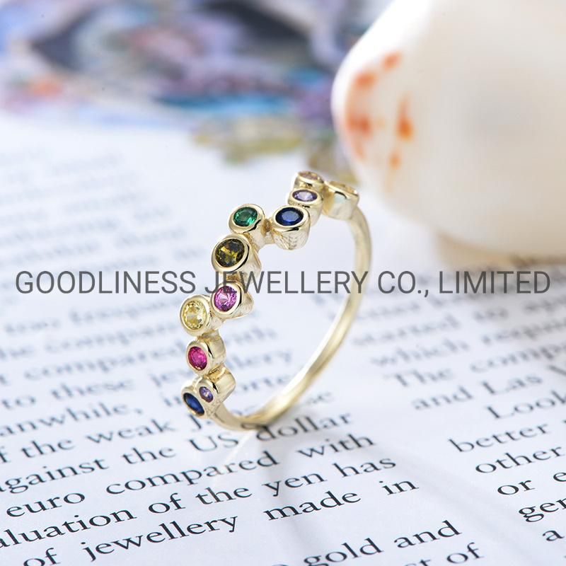 925 Sterling Silver Women Multi-Color CZ Fine Jewelry Rings