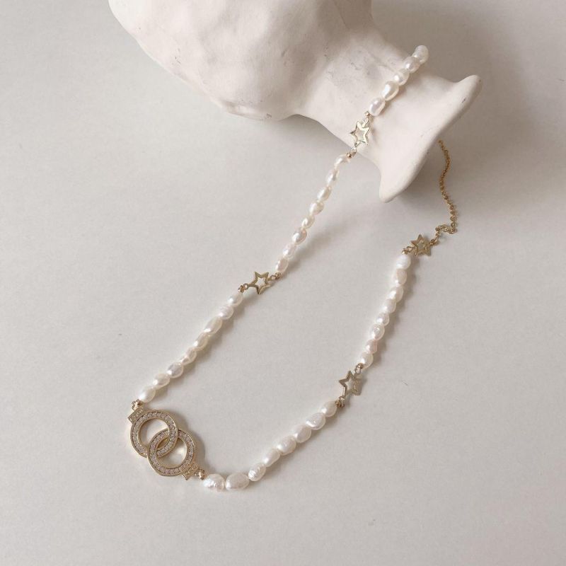 Fashion Cold Wind Pearl Splicing Collarbone Necklace Jewelry
