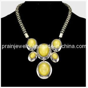 Summer Style The Natural Necklace /Zinc Alloy Plating Gold Heart Shape Pendant Necklace Yellow Jade Necklaces Gold Imitation Jewellery (PN-111)