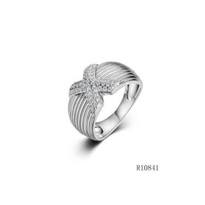 Wholesale Silver with CZ Thread Line Letter X Ring