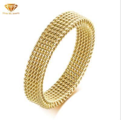 Fashion Jewelry Titanium Steel Mesh Hollow Ring Stainless Steel Wide Mesh Ring Couple Ring SSR2851