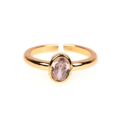 Elegant Design Copper Cubic Zirconia Princess Cut Stone Gemstone Adjustable Ring