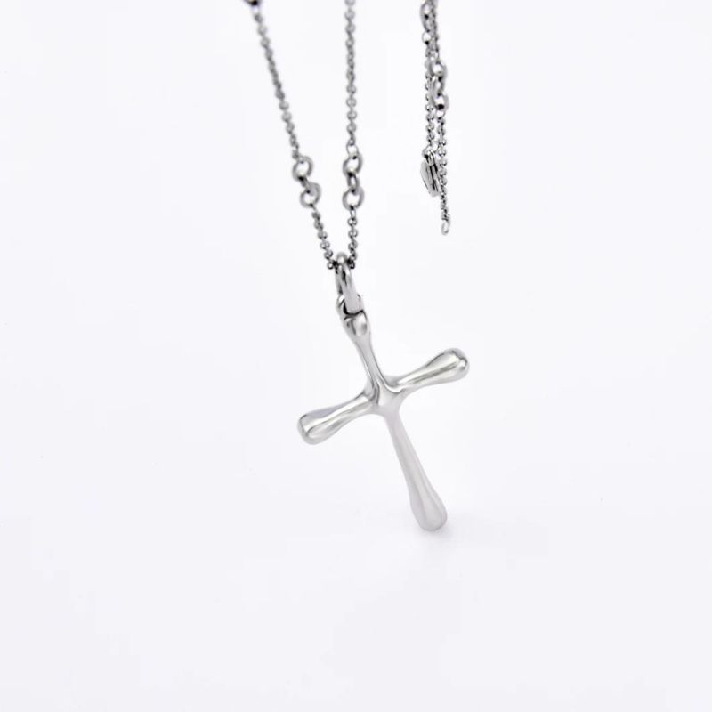 Dainty Christian Necklace Delicate Cross Necklace Silver Color Chain Necklace for Gift