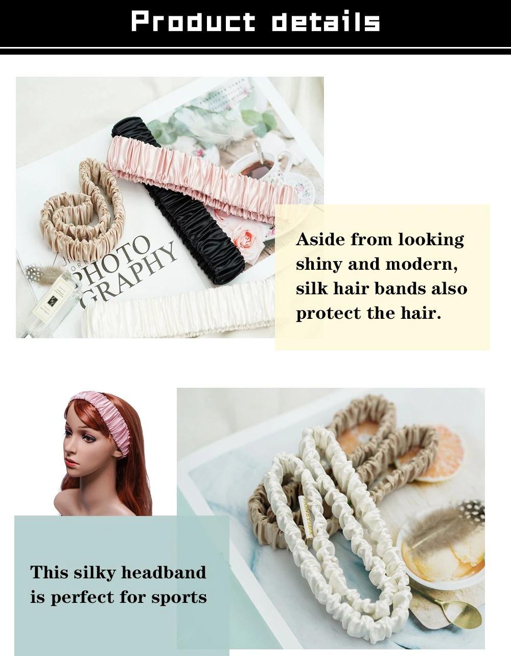 Wholesale Custom Logo Head Wraps Hair Band 100% Mulberry Silk