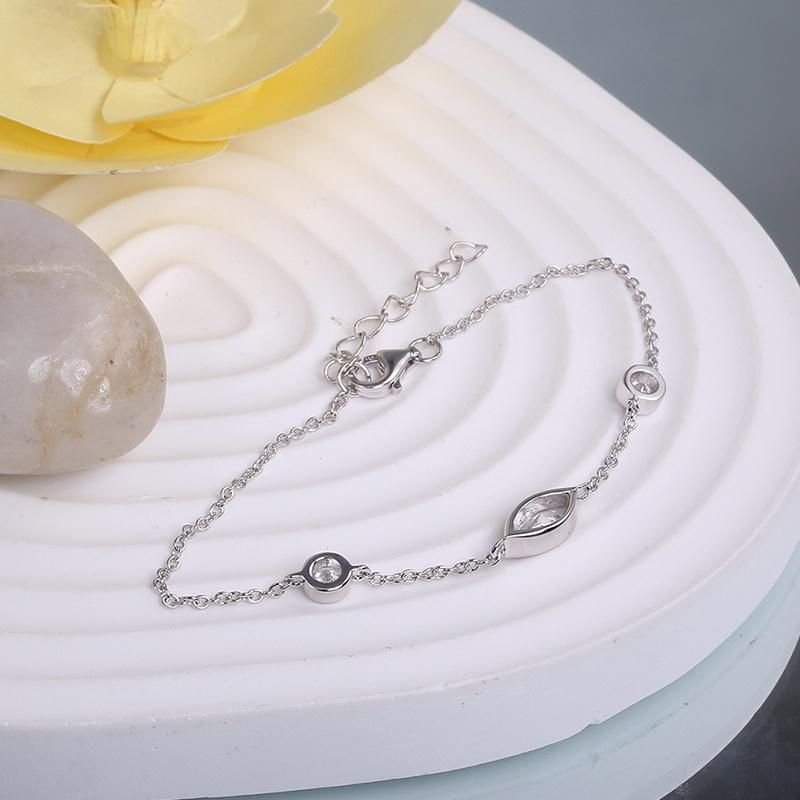 Fashion Jewelry Eye Shape Big Lab Diamond Moissanite Cubic Zirconia Fashion Accessories Jewellery Fine Bracelet