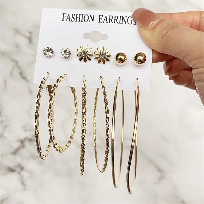 2021 New Arrive Jewelry Fashion Circle Pearl 9 Pieces Tassels Earrings Set